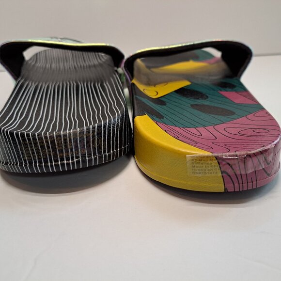 NWT Disney Nightmare Before Christmas Slides Sz 8 Jack & Sally Holographic Strap - Picture 6 of 10